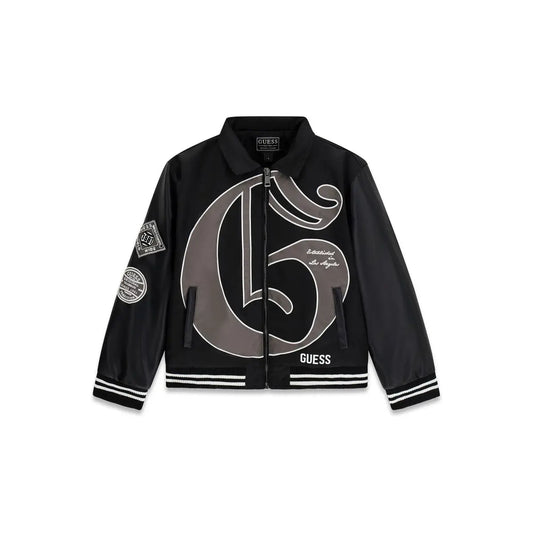 GUESS KIDS SATIN & PU PADDED BOMBER JACKET