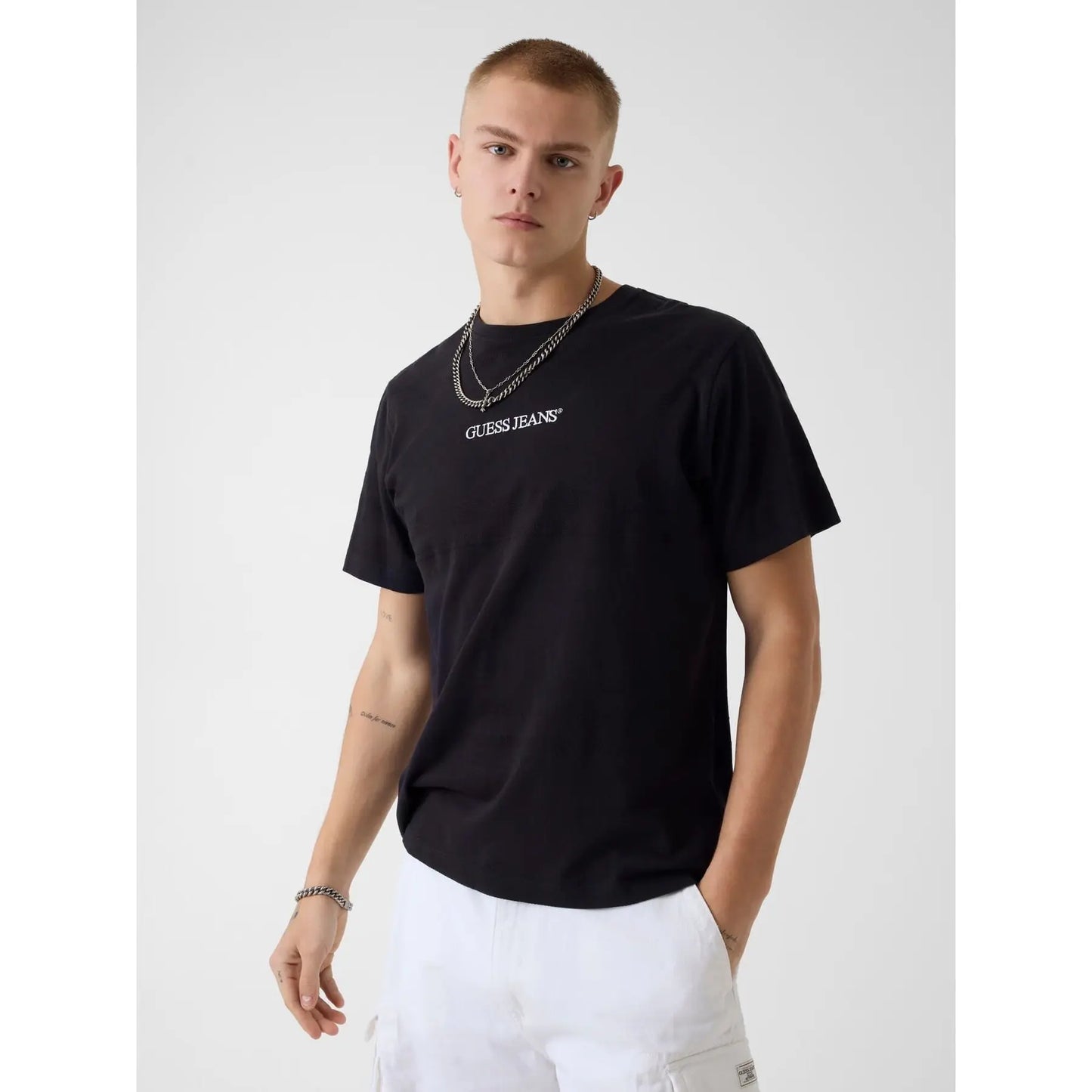 GUESS JEANS REGULAR FIT JACQUARD STRIPE T SHIRT