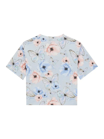 GUESS KIDS BUTTERFLY LOVE TRIANGLE MIDI T SHIRT