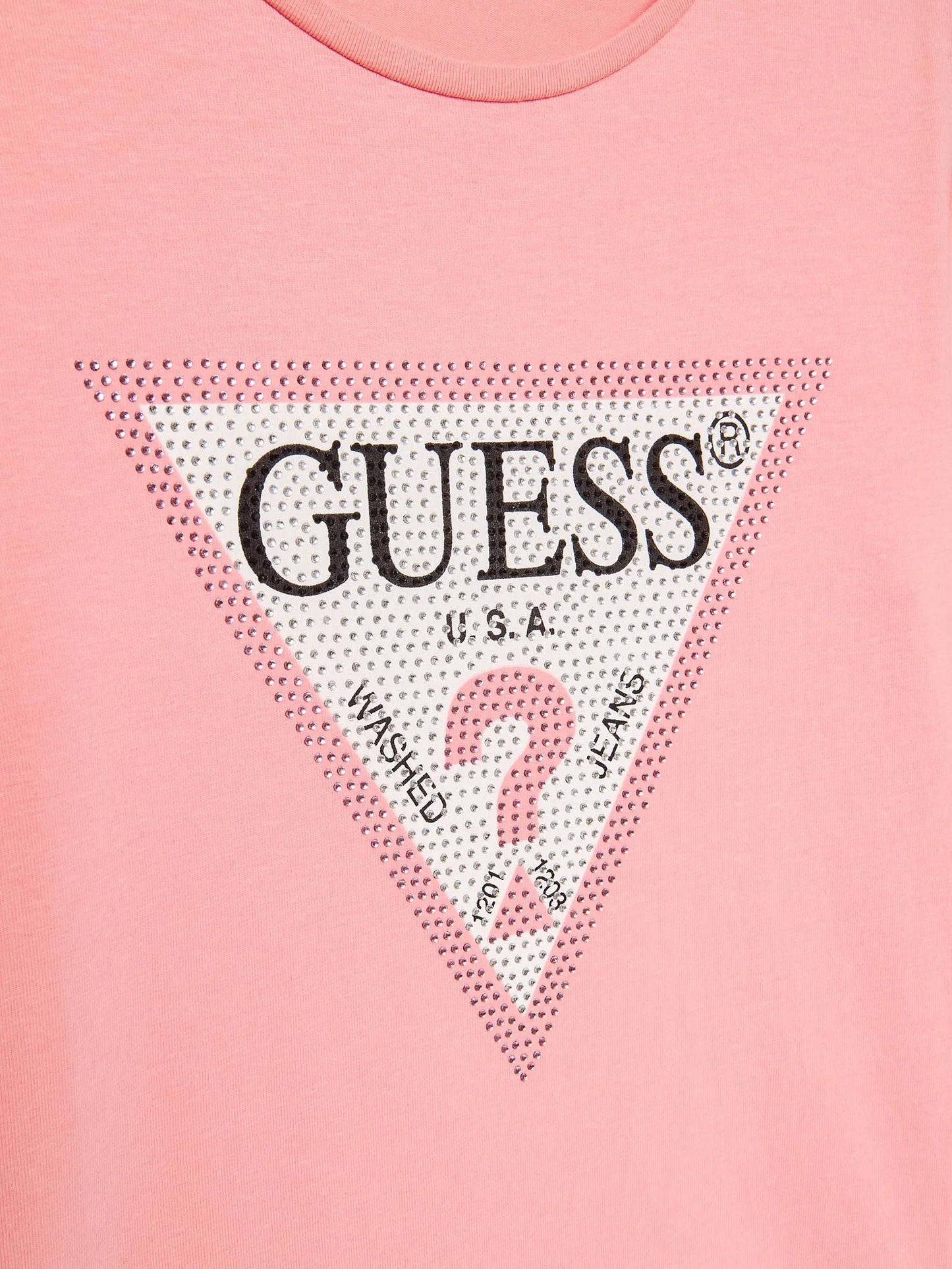 GUESS LS STRASS TRIANGLE LOGO T SHIRT