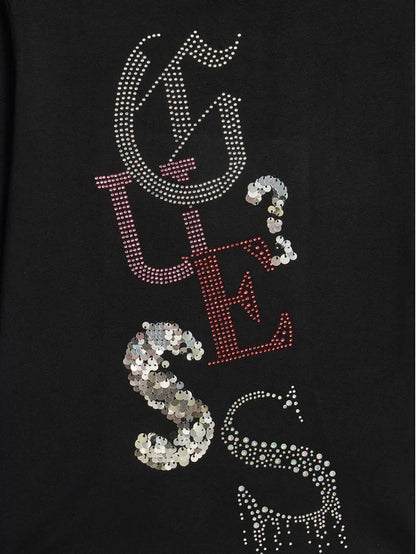 GUESS LS STRASS APPLIQUE T SHIRT