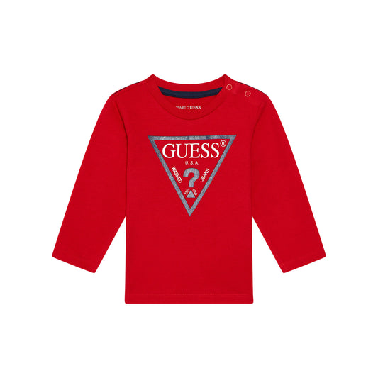 GUESS LS TRIABGLE LOGO T SHIRT