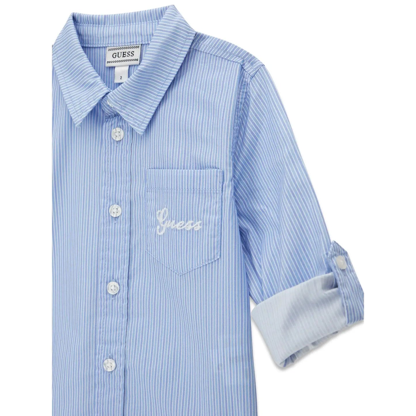 GUESS KIDS AJDUSTABLE MICROSTRIPED POPLIN SHIRT