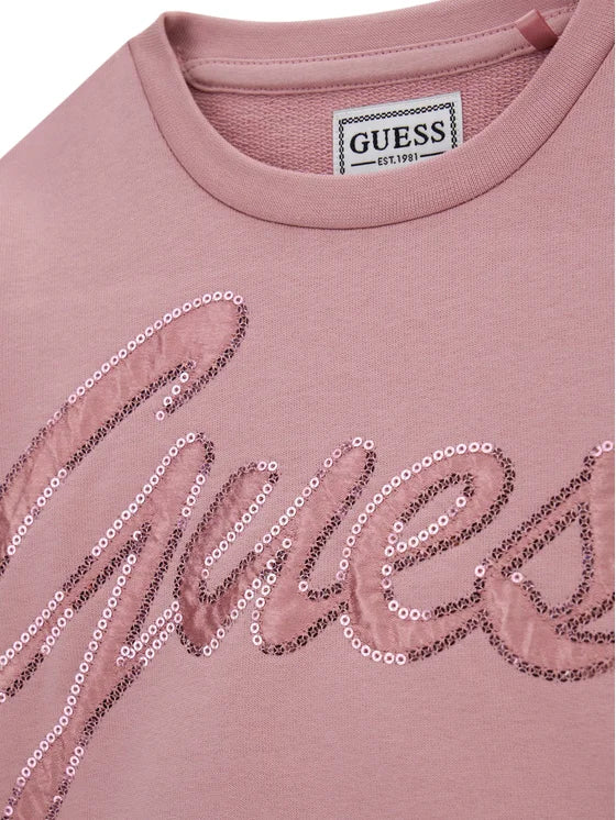 GUESS KIDS SEQUINS LOGO SET SWEATSHIRT & PANTS