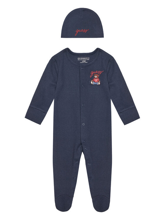 GUESS BABY HAT & OVERALL SET