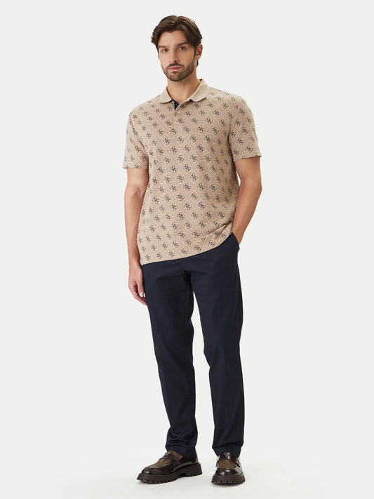 GUESS MAN JACQUARD 4G LOGO KNIT POLO T SHIRT