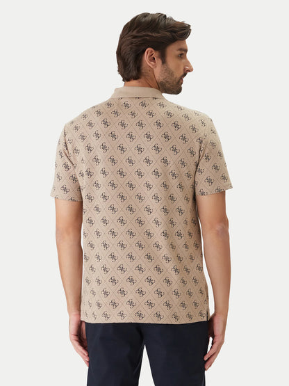 GUESS MAN JACQUARD 4G LOGO KNIT POLO T SHIRT