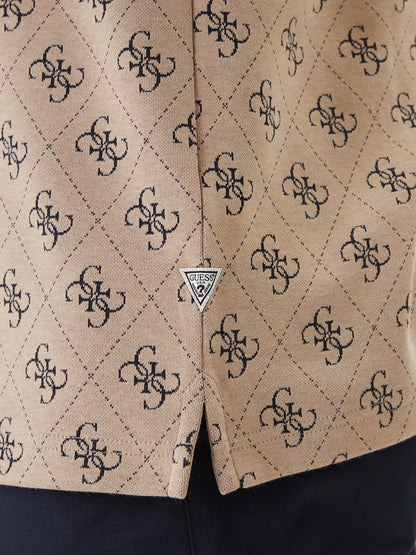 GUESS MAN JACQUARD 4G LOGO KNIT POLO T SHIRT