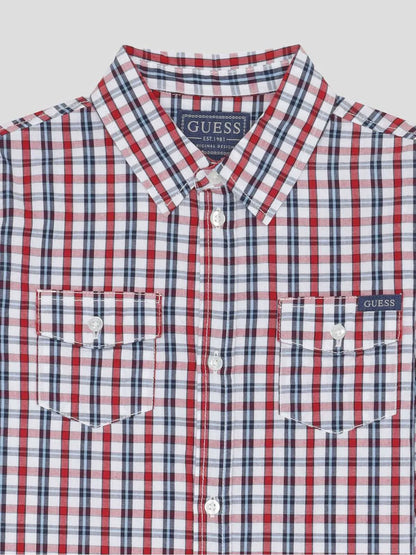 GUESS JEANS BOY POPLIN CHECK SHIRT