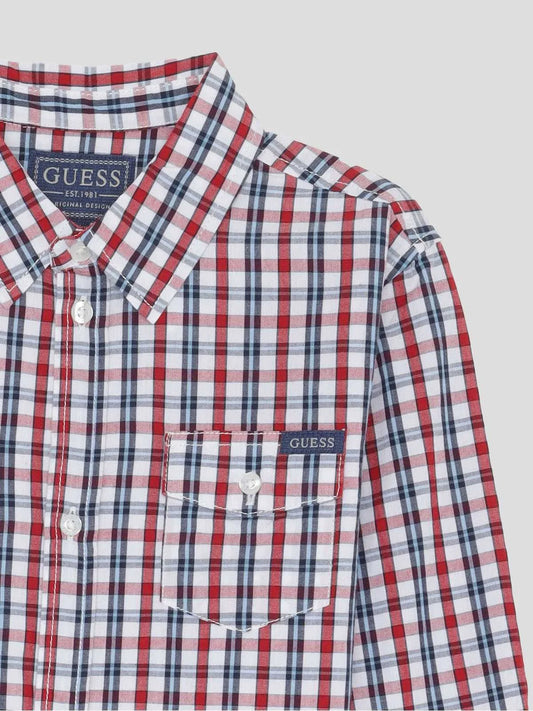 GUESS JEANS BOY POPLIN CHECK SHIRT