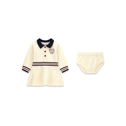 GUESS GIRLS 2 PIECE KNITTED SET LS DRESS & CREAM TIGHTS