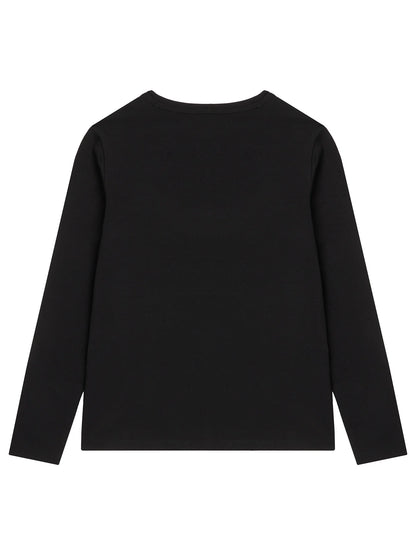 GUESS KIDS TRIANGLE SEQUINS LOGO LS T SHIRT