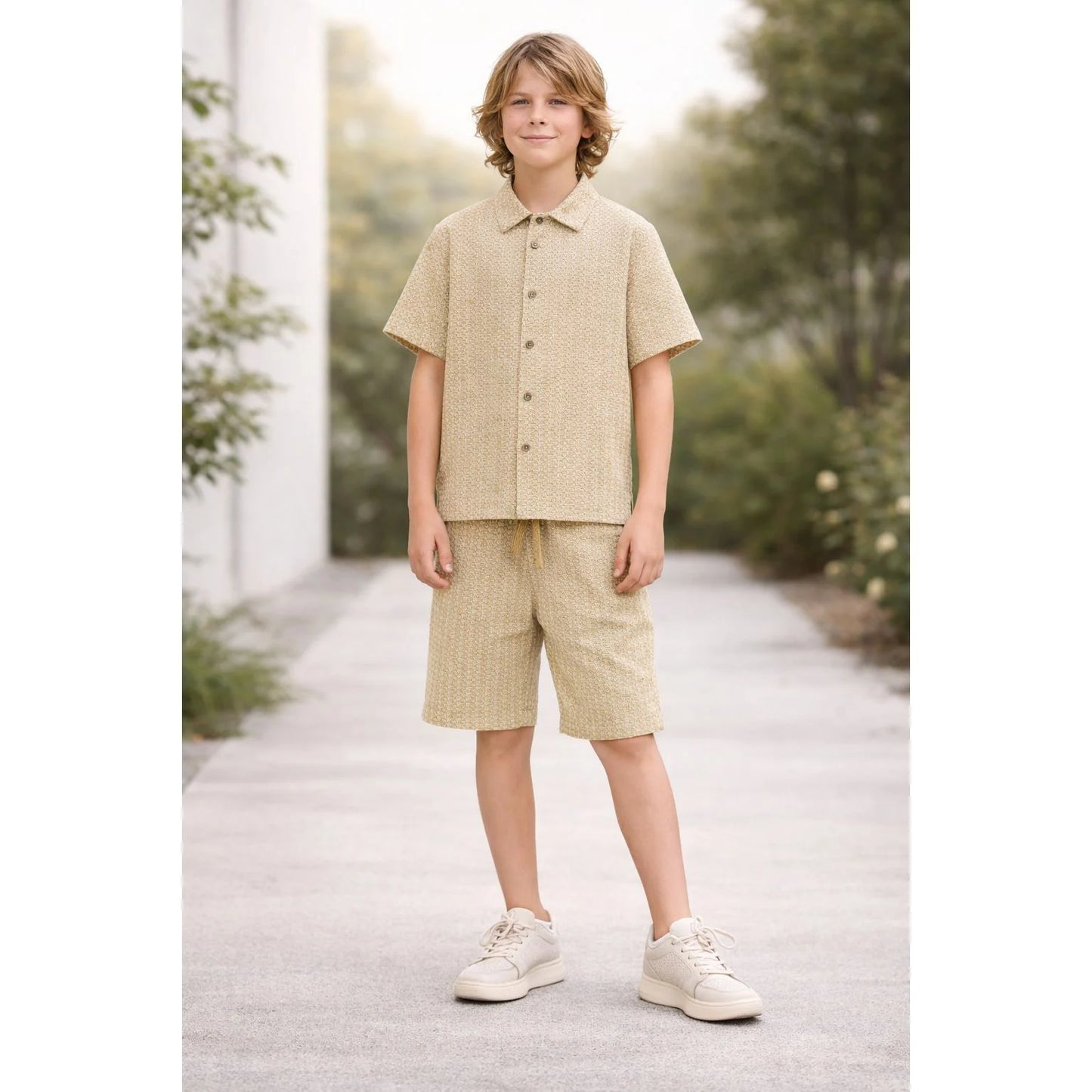 GUESS KIDS SET JACQUARD POLO & SHORTS
