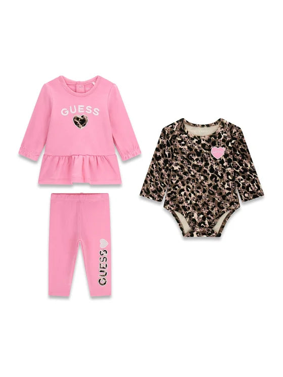 GUESS KIDS SET LS T SHIRT & BODYSUIT & PANTS