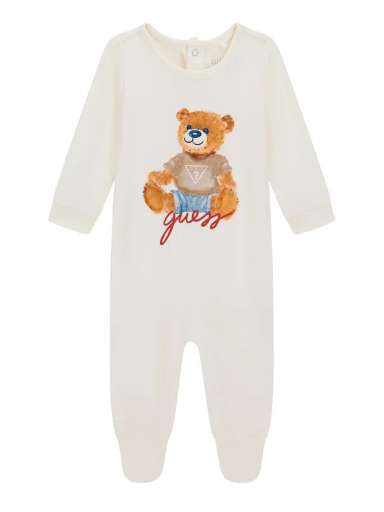 GUESS KIDS INTERLOCK BABY BEAR BODYSUIT