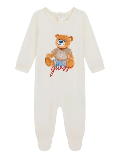 GUESS KIDS INTERLOCK BABY BEAR BODYSUIT