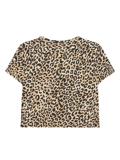 GUESS KIDS LEOPARD LOVE TRIANGLE LOGO MIDI T SHIRT