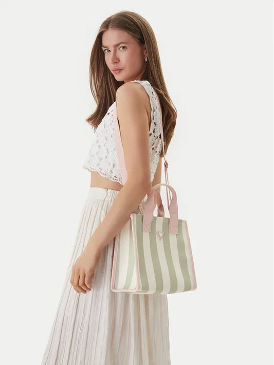 GUESS COTTON STRIPED BEACH BAG