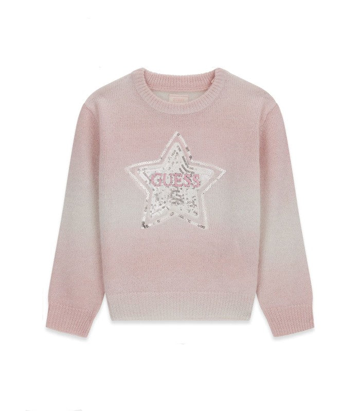 GUESS GIRLS KNITTED TRIANGLE LOGO PULLOVER