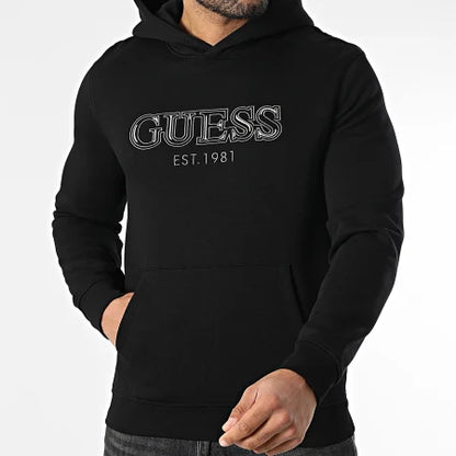GUESS BASIC HOODED LOGO SWEATSHIRT