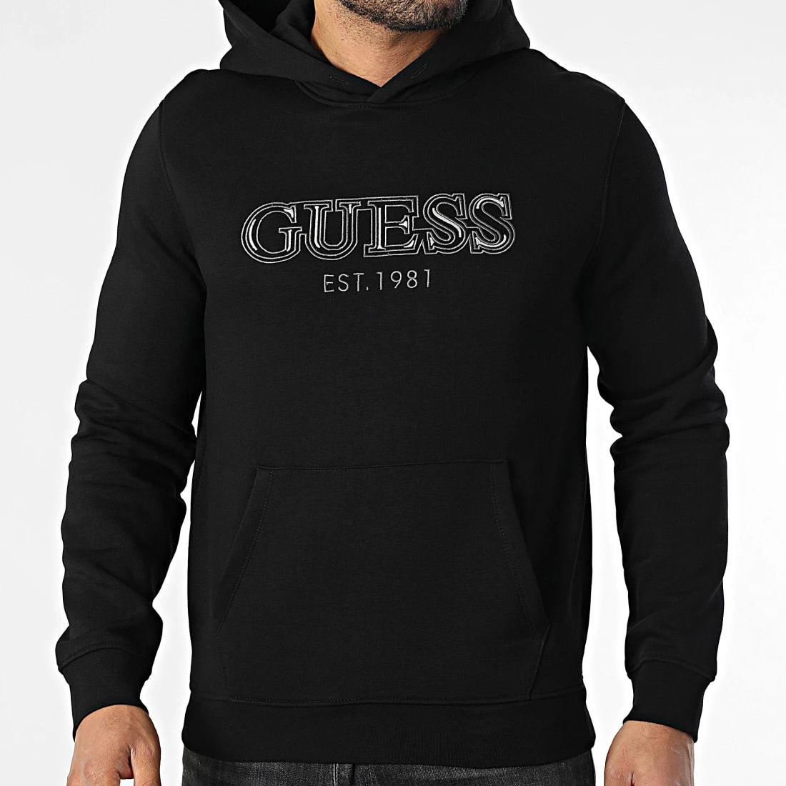 GUESS BASIC HOODED LOGO SWEATSHIRT