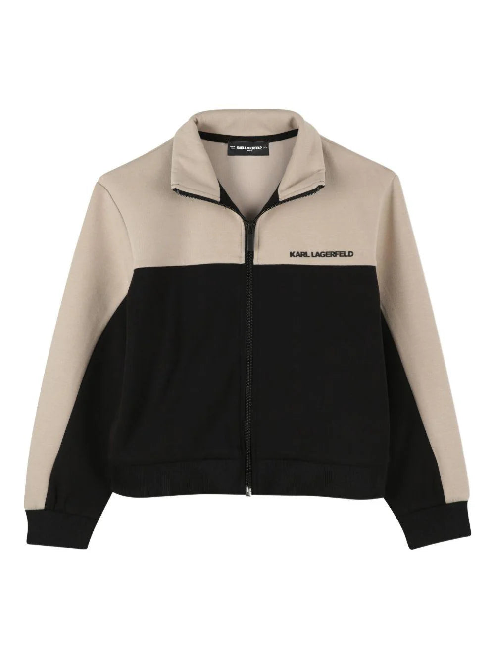 KARL LAGERFELD KIDS COLOR BLOCK CARDIGAN WITH ZIP