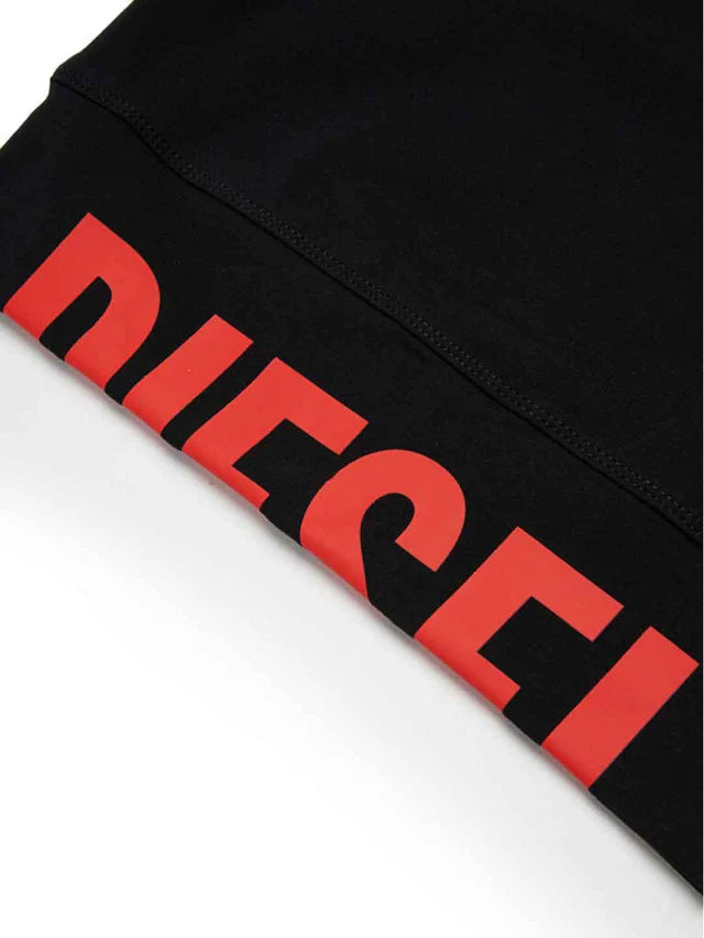 DIESEL KIDS TCEFY BLACK T-SHIRT WITH RED LOGO