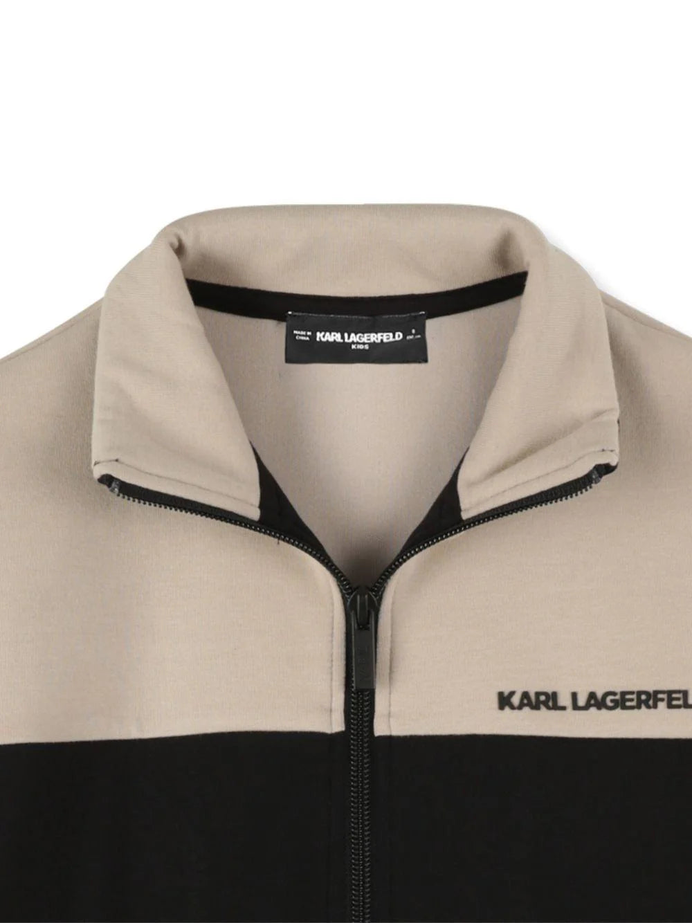 KARL LAGERFELD KIDS COLOR BLOCK CARDIGAN WITH ZIP