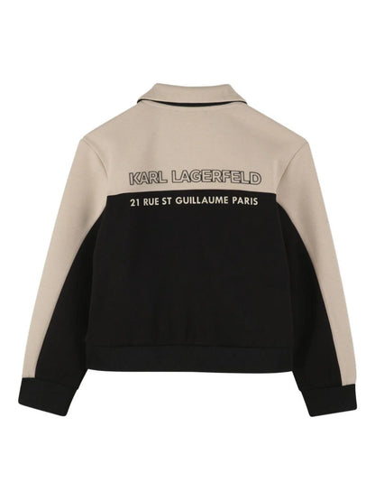 KARL LAGERFELD KIDS COLOR BLOCK CARDIGAN WITH ZIP