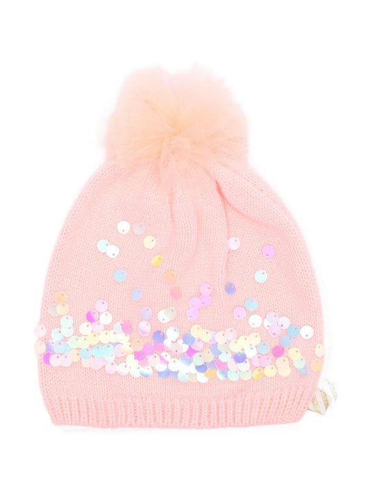 BILLIEBLUSH GIRLS SEQUIN AND POM POM HAT
