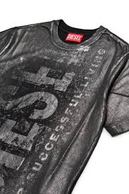 DIESEL KIDS T SHIRT WITH GRAPHIC LOGO PRINT