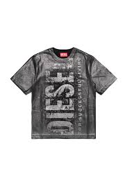 DIESEL KIDS T SHIRT WITH GRAPHIC LOGO PRINT