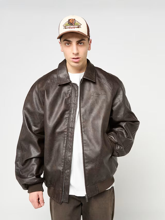 KARL KANI SIGNATURE PU LEATHER POMBER JACKET