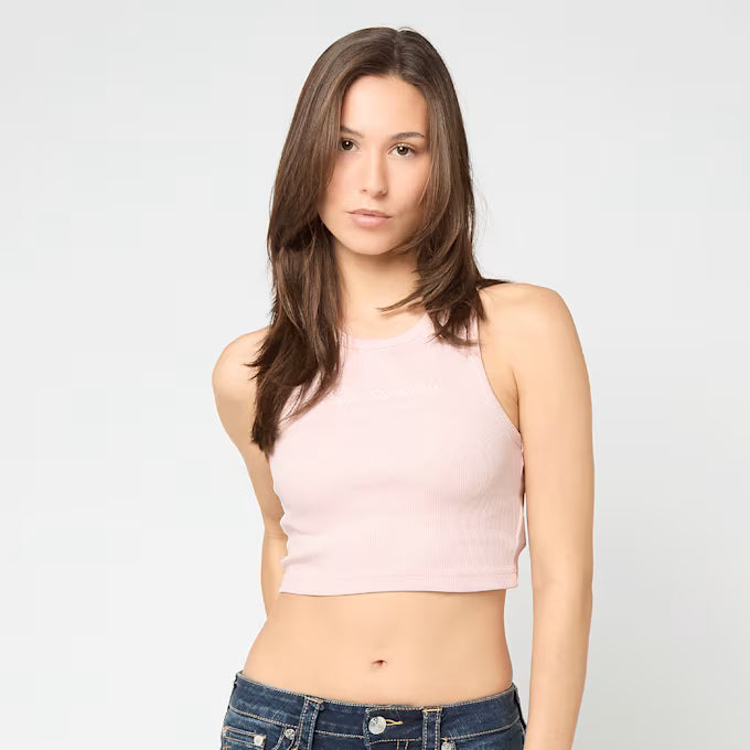 KARL KANI WOMAN SLOGAN RIB CROPPED RACER TOP
