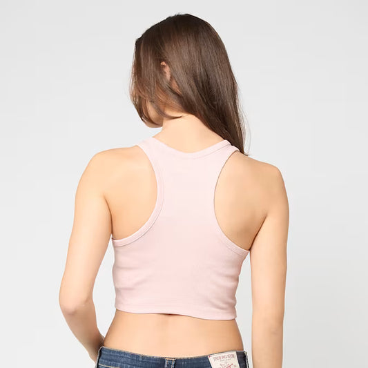 KARL KANI WOMAN SLOGAN RIB CROPPED RACER TOP