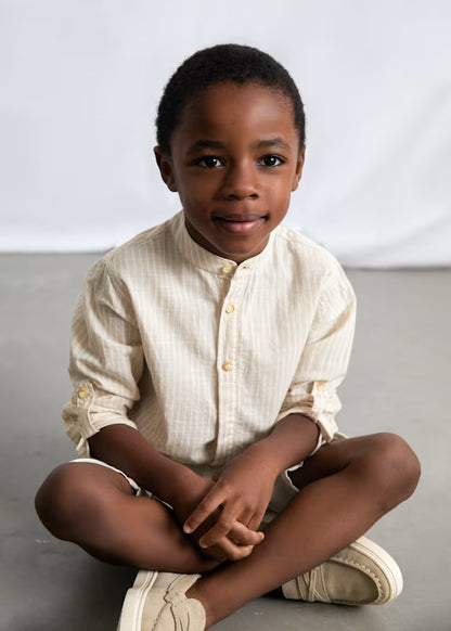 MAYORAL LONG-SLEEVED LINEN SHIRT & SHORTS SET