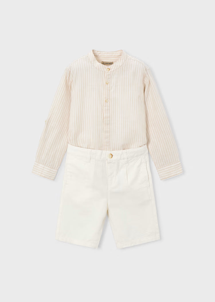 MAYORAL LONG-SLEEVED LINEN SHIRT & SHORTS SET