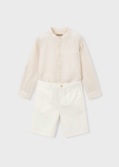 MAYORAL LONG-SLEEVED LINEN SHIRT & SHORTS SET
