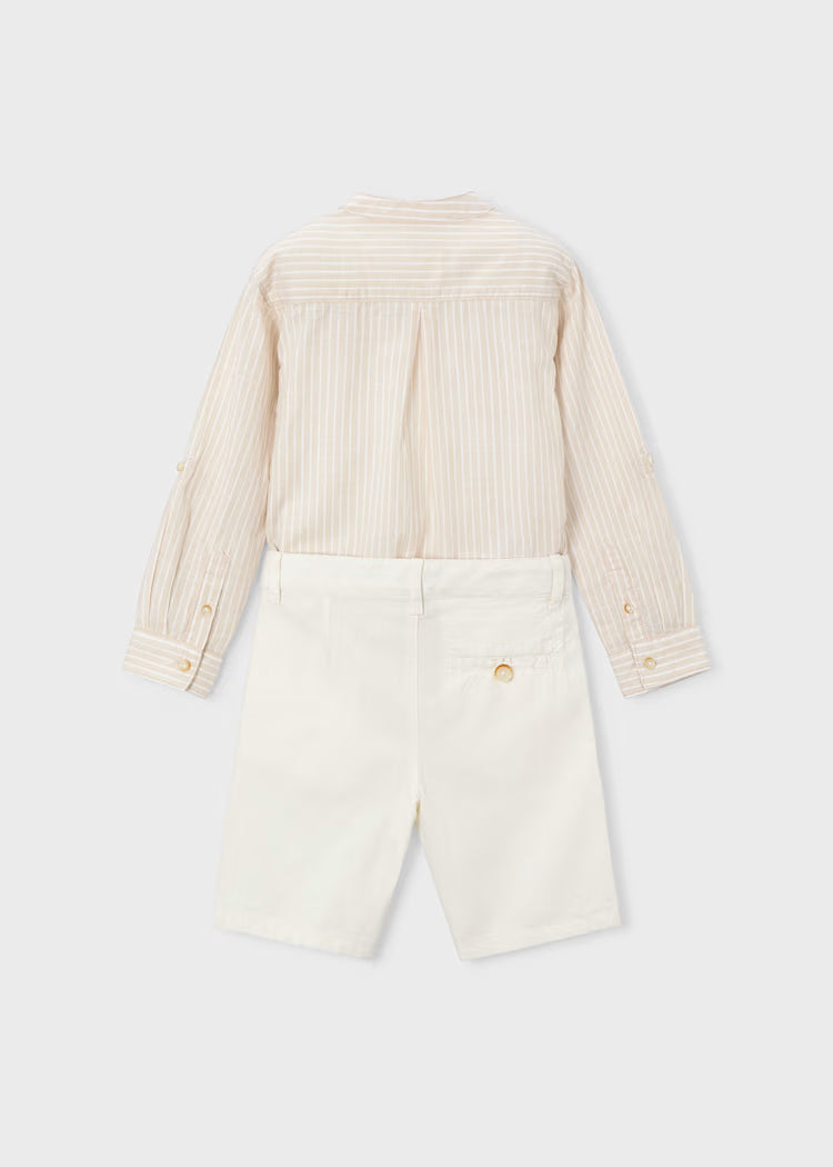 MAYORAL LONG-SLEEVED LINEN SHIRT & SHORTS SET