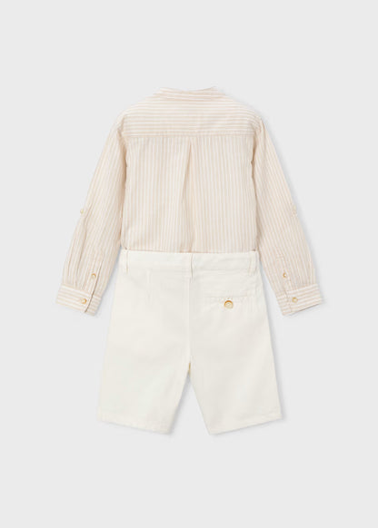 MAYORAL LONG-SLEEVED LINEN SHIRT & SHORTS SET