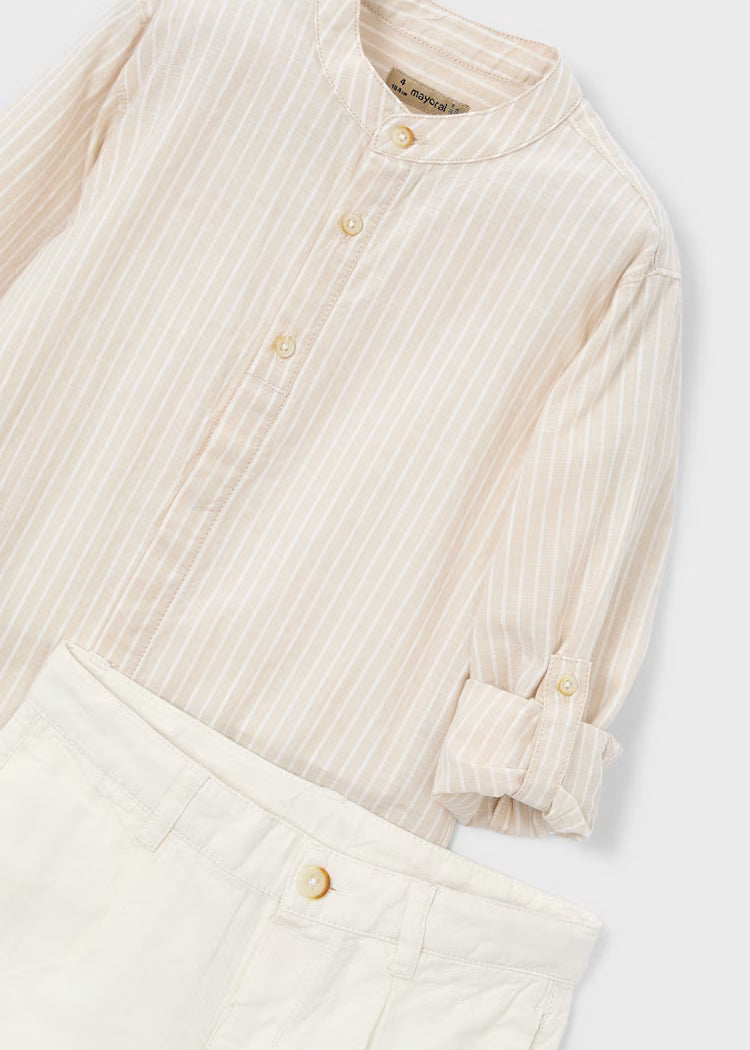 MAYORAL LONG-SLEEVED LINEN SHIRT & SHORTS SET
