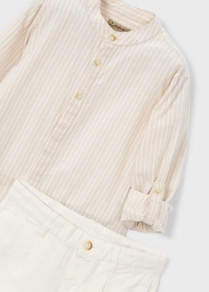MAYORAL LONG-SLEEVED LINEN SHIRT & SHORTS SET