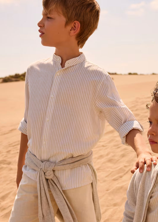 _MAYORAL MAO COLLAR STRIPED SHIRT