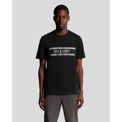 LYLE&SCOTT STRIPED GRAPHIC LOGO T SHIRT
