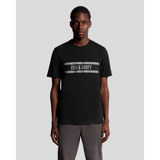 LYLE&SCOTT STRIPED GRAPHIC LOGO T SHIRT