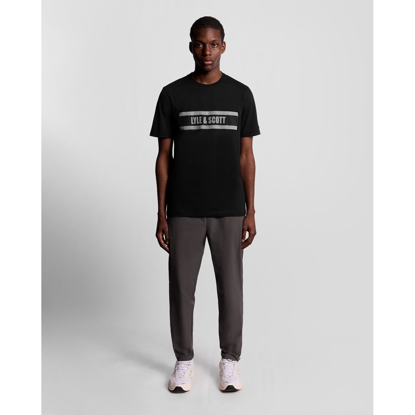 LYLE&SCOTT STRIPED GRAPHIC LOGO T SHIRT