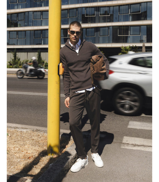 GIANNI LUPO KNITTED HALF ZIP SWEATER