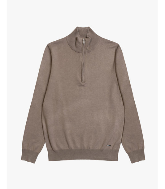 GIANNI LUPO COTTON SWEATER WITH QUARTER ZIP COLLAR