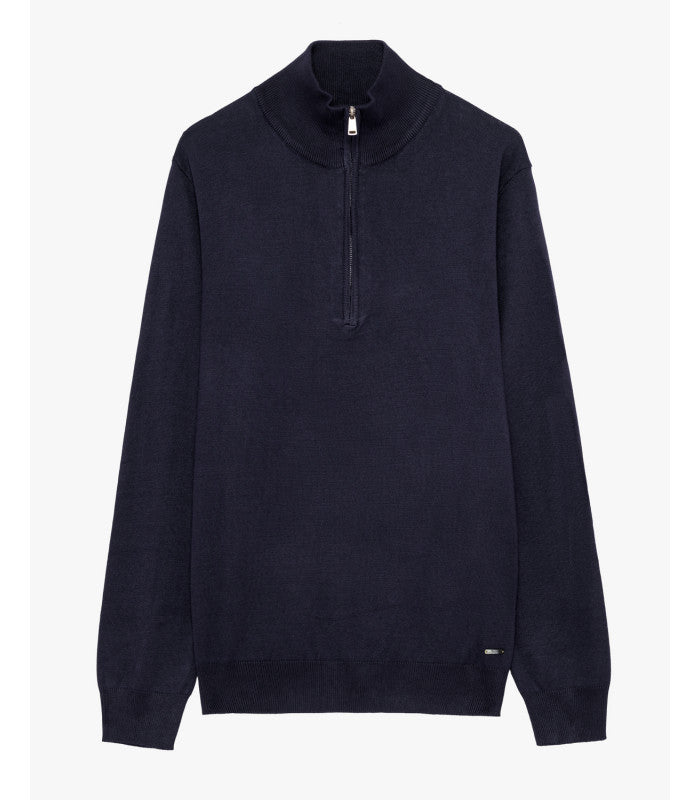 GIANNI LUPO COTTON SWEATER WITH QUARTER ZIP COLLAR
