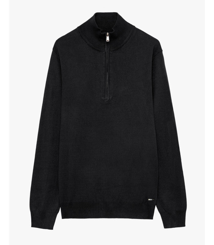 COTTON SWEATER WITH QUARTER ZIP COLLAR